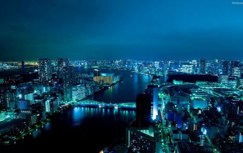 Großstadt Tokio blau